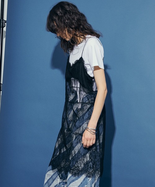 uyu.（ウユ）の「チュールドッキングレースキャミソール（ワンピース・レディース・ブラック/ホワイト・FREE）」の20枚目の写真