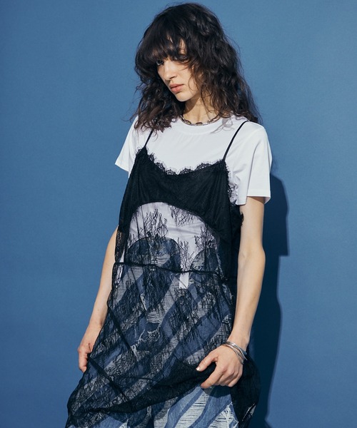 uyu.（ウユ）の「チュールドッキングレースキャミソール（ワンピース・レディース・ブラック/ホワイト・FREE）」の21枚目の写真