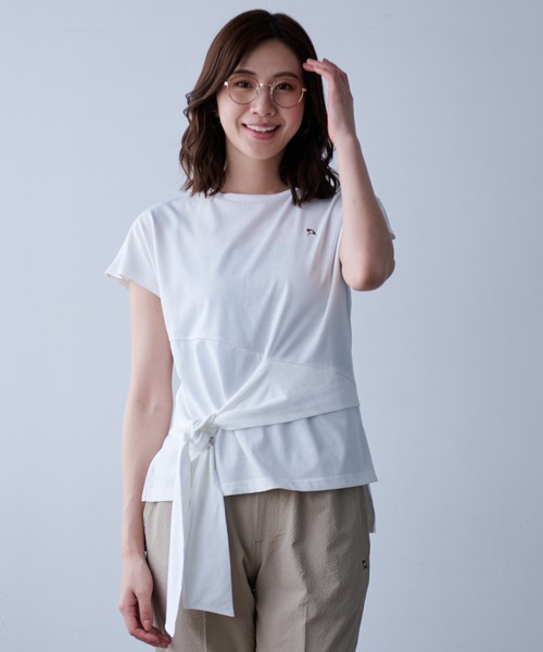Arnold Palmer(アーノルドパーマー)の「アシメ 前結び Tシャツ(Tシャツ/カットソー・レディース・ブラック/ライトカーキ/ホワイト・L/M/S)」の12枚目の写真