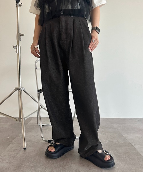セール】タックワイドデニムパンツ【ZOZOTOWN限定アイテム】（デニム