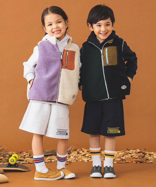 B:MING by BEAMS（ビーミングバイビームス）の「リバーシブル ボア ベスト（100～140cm）（ベスト・キッズ・パープル/グリーン・100/110/120/130/140）」の7枚目の写真