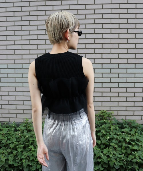led.tokyo(レッドトウキョウ)の「【led.tokyo】チュールドッキングタンクトップ(タンクトップ・レディース・ブラック/グレー/アイボリー・FREE)」の6枚目の写真