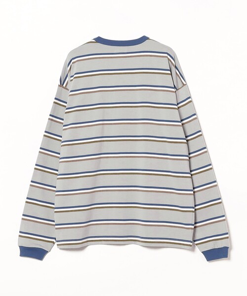 BEAMS(ビームス)の「ボーダー ルーズ ロングスリーブ Tシャツ(Tシャツ/カットソー・メンズ・ブラウン/ライトグレー/チャコールグレー・S/M/L/XL)」の7枚目の写真