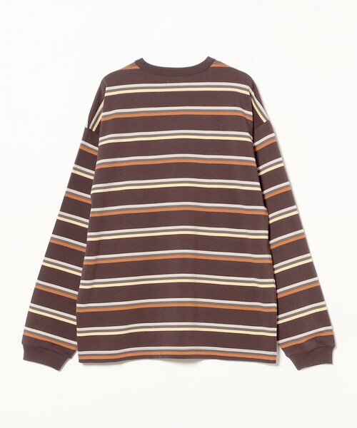 BEAMS(ビームス)の「ボーダー ルーズ ロングスリーブ Tシャツ(Tシャツ/カットソー・メンズ・ブラウン/ライトグレー/チャコールグレー・S/M/L/XL)」の12枚目の写真