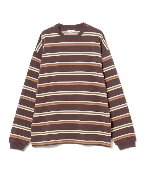 BEAMS(ビームス)の「ボーダー ルーズ ロングスリーブ Tシャツ(Tシャツ/カットソー・メンズ・ブラウン/ライトグレー/チャコールグレー・S/M/L/XL)」の21枚目の写真