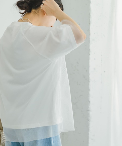 ITEMS URBANRESEARCH(アイテムズ アーバンリサーチ)の「チュールレイヤードハンソデTシャツ(Tシャツ/カットソー・レディース・チャコールグレー/ブラック/オフホワイト・FREE)」の11枚目の写真