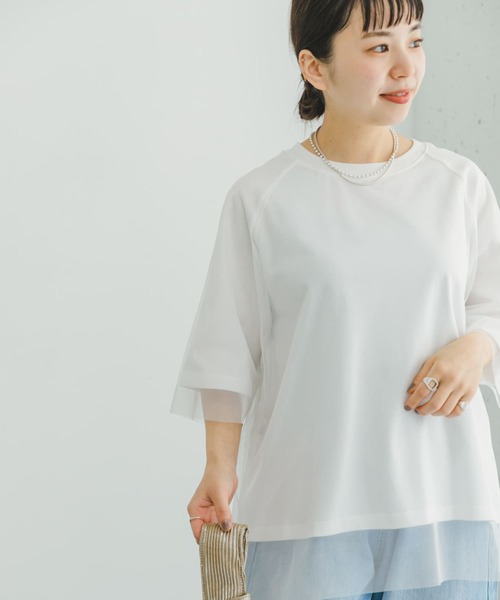 ITEMS URBANRESEARCH(アイテムズ アーバンリサーチ)の「チュールレイヤードハンソデTシャツ(Tシャツ/カットソー・レディース・チャコールグレー/ブラック/オフホワイト・FREE)」の12枚目の写真
