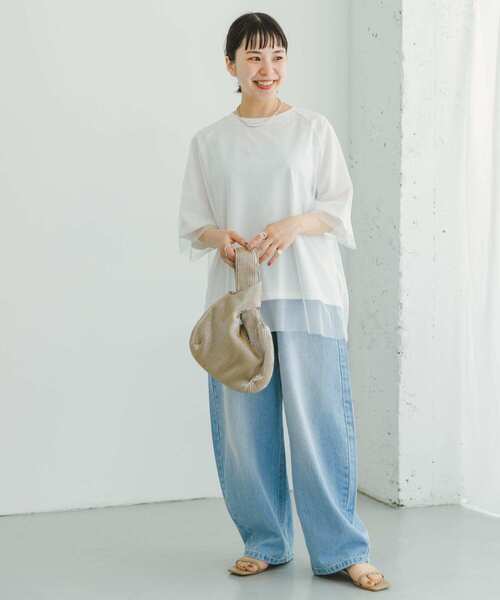 ITEMS URBANRESEARCH(アイテムズ アーバンリサーチ)の「チュールレイヤードハンソデTシャツ(Tシャツ/カットソー・レディース・チャコールグレー/ブラック/オフホワイト・FREE)」の14枚目の写真