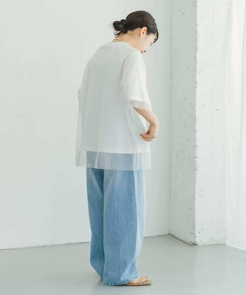 ITEMS URBANRESEARCH(アイテムズ アーバンリサーチ)の「チュールレイヤードハンソデTシャツ(Tシャツ/カットソー・レディース・チャコールグレー/ブラック/オフホワイト・FREE)」の15枚目の写真