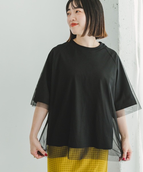 ITEMS URBANRESEARCH(アイテムズ アーバンリサーチ)の「チュールレイヤードハンソデTシャツ(Tシャツ/カットソー・レディース・チャコールグレー/ブラック/オフホワイト・FREE)」の18枚目の写真