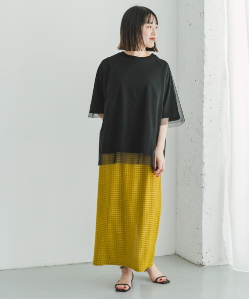 ITEMS URBANRESEARCH(アイテムズ アーバンリサーチ)の「チュールレイヤードハンソデTシャツ(Tシャツ/カットソー・レディース・チャコールグレー/ブラック/オフホワイト・FREE)」の21枚目の写真