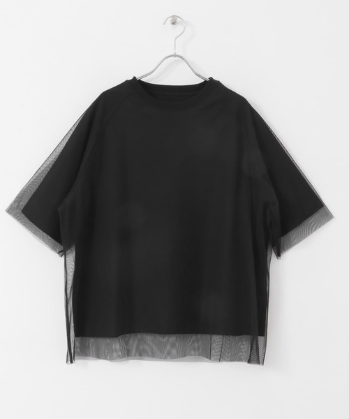 ITEMS URBANRESEARCH(アイテムズ アーバンリサーチ)の「チュールレイヤードハンソデTシャツ(Tシャツ/カットソー・レディース・チャコールグレー/ブラック/オフホワイト・FREE)」の4枚目の写真