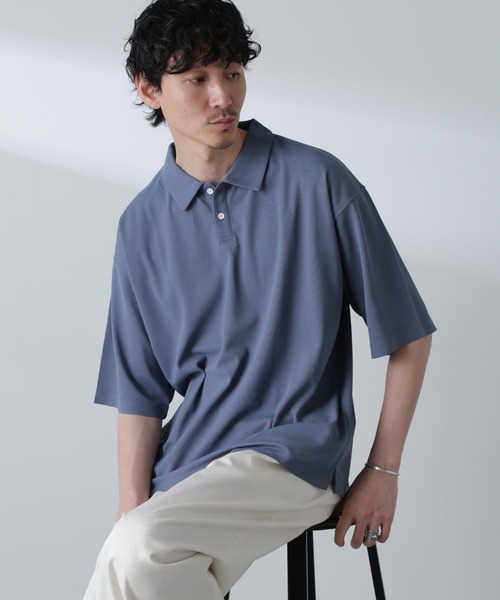 NANO universe(ナノユニバース)の「ドライカノコワイドポロシャツ 半袖(ポロシャツ・メンズ・ブルー/アイボリー/バーガンディー・M/L)」の3枚目の写真