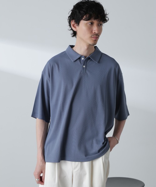 NANO universe(ナノユニバース)の「ドライカノコワイドポロシャツ 半袖(ポロシャツ・メンズ・ブルー/アイボリー/バーガンディー・M/L)」の5枚目の写真