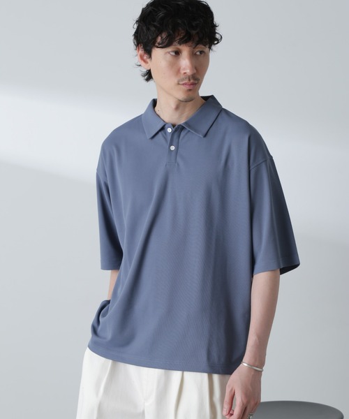 NANO universe(ナノユニバース)の「ドライカノコワイドポロシャツ 半袖(ポロシャツ・メンズ・ブルー/アイボリー/バーガンディー・M/L)」の7枚目の写真