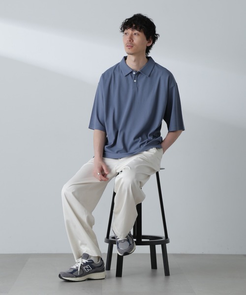 NANO universe(ナノユニバース)の「ドライカノコワイドポロシャツ 半袖(ポロシャツ・メンズ・ブルー/アイボリー/バーガンディー・M/L)」の8枚目の写真