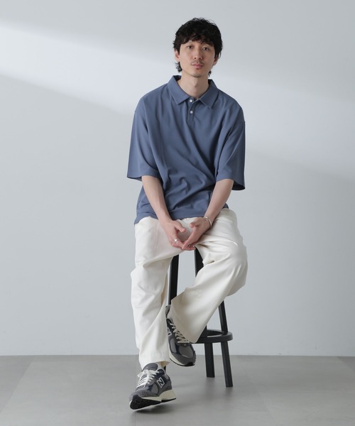 NANO universe(ナノユニバース)の「ドライカノコワイドポロシャツ 半袖(ポロシャツ・メンズ・ブルー/アイボリー/バーガンディー・M/L)」の9枚目の写真