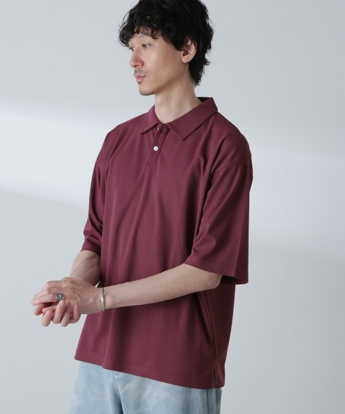 NANO universe(ナノユニバース)の「ドライカノコワイドポロシャツ 半袖(ポロシャツ・メンズ・ブルー/アイボリー/バーガンディー・M/L)」の12枚目の写真