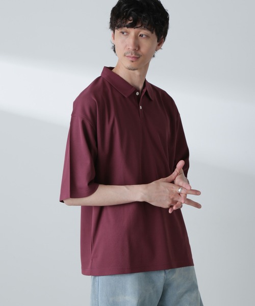 NANO universe(ナノユニバース)の「ドライカノコワイドポロシャツ 半袖(ポロシャツ・メンズ・ブルー/アイボリー/バーガンディー・M/L)」の14枚目の写真