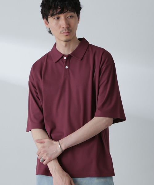 NANO universe(ナノユニバース)の「ドライカノコワイドポロシャツ 半袖(ポロシャツ・メンズ・ブルー/アイボリー/バーガンディー・M/L)」の16枚目の写真