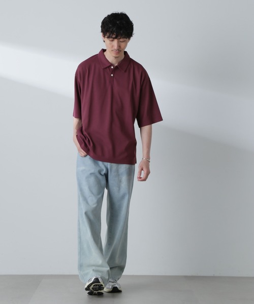 NANO universe(ナノユニバース)の「ドライカノコワイドポロシャツ 半袖(ポロシャツ・メンズ・ブルー/アイボリー/バーガンディー・M/L)」の18枚目の写真