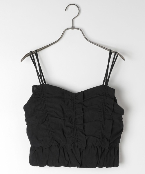 Heather（ヘザー）の「シャーリングフリルキャミ　130782（キャミソール・レディース・オフホワイト/ブラック/ピンク・FREE）」の3枚目の写真