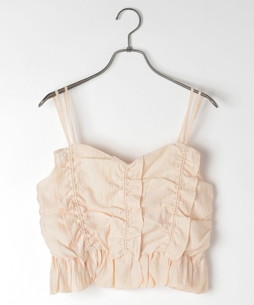 Heather（ヘザー）の「シャーリングフリルキャミ　130782（キャミソール・レディース・オフホワイト/ブラック/ピンク・FREE）」の11枚目の写真