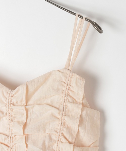 Heather（ヘザー）の「シャーリングフリルキャミ　130782（キャミソール・レディース・オフホワイト/ブラック/ピンク・FREE）」の5枚目の写真