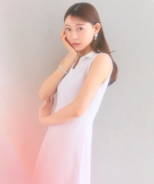【セール】【丈が選べる】ビジュー衿付ニットワンピース（ワンピース）｜ROYAL PARTY（ロイヤルパーティー）