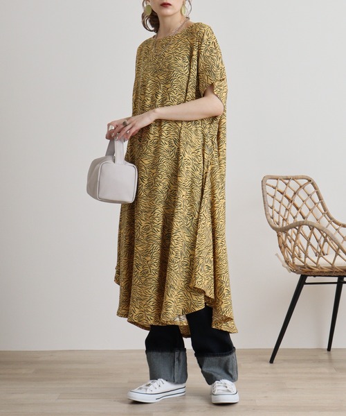 FUNALIVE（ファンアライブ）の「je crois soi レーヨンプリントワンピース（チュニック・レディース・G/A/F/D/C/H/E/Y/B・FREE）」の2枚目の写真