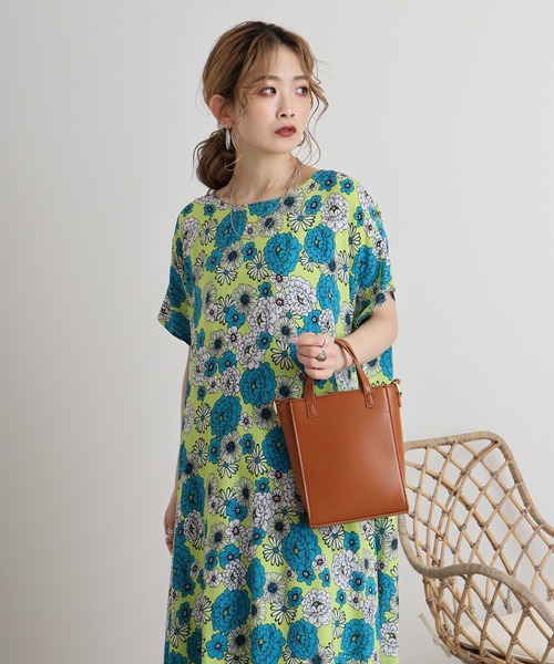 FUNALIVE（ファンアライブ）の「je crois soi レーヨンプリントワンピース（チュニック・レディース・G/A/F/D/C/H/E/Y/B・FREE）」の9枚目の写真