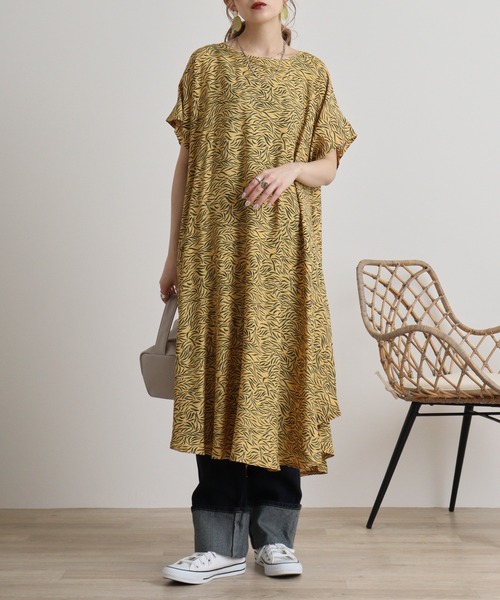 FUNALIVE（ファンアライブ）の「je crois soi レーヨンプリントワンピース（チュニック・レディース・G/A/F/D/C/H/E/Y/B・FREE）」の14枚目の写真