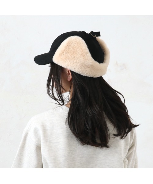 polka polka(ポルカポルカ)の「polka polka / ポルカポルカ フライトファーキャップ SDI(キャップ・レディース・ブラウン/ブラック/アイボリー・FREE)」の6枚目の写真