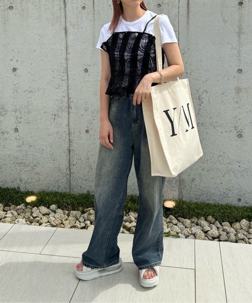y/m by misato（イムバイミサト）の「刺繍オーガンジービスチェ（ベスト・レディース・アイボリー/ブラック・FREE）」の12枚目の写真