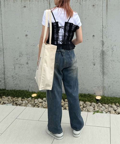 y/m by misato（イムバイミサト）の「刺繍オーガンジービスチェ（ベスト・レディース・アイボリー/ブラック・FREE）」の13枚目の写真