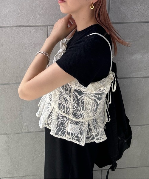 y/m by misato（イムバイミサト）の「刺繍オーガンジービスチェ（ベスト・レディース・アイボリー/ブラック・FREE）」の14枚目の写真