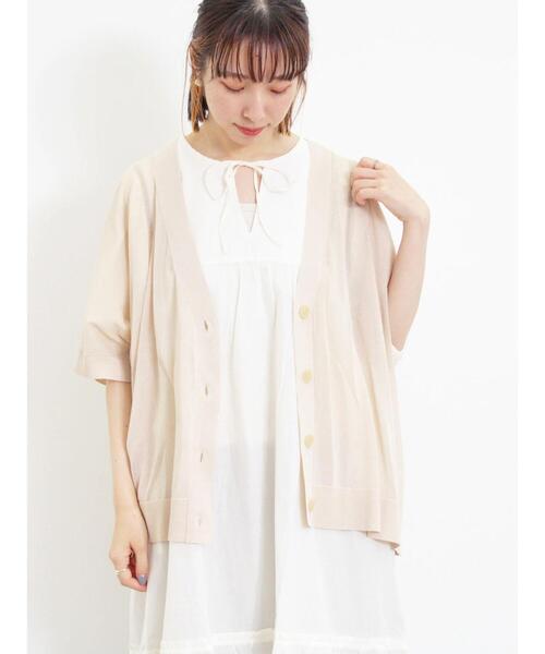 Samansa Mos2（サマンサ モスモス）の「【マシンウォッシャブル】ドルマンVネックカーディガン（カーディガン/ボレロ・レディース・グリーン/ブラウン/ベージュ/チャコールグレー・F）」の3枚目の写真