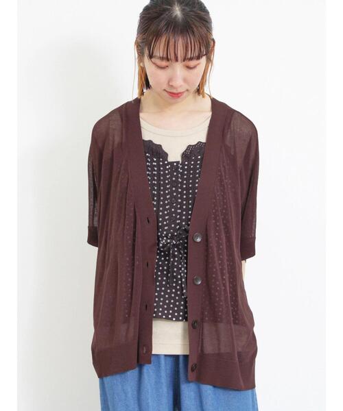 Samansa Mos2（サマンサ モスモス）の「【マシンウォッシャブル】ドルマンVネックカーディガン（カーディガン/ボレロ・レディース・グリーン/ブラウン/ベージュ/チャコールグレー・F）」の2枚目の写真