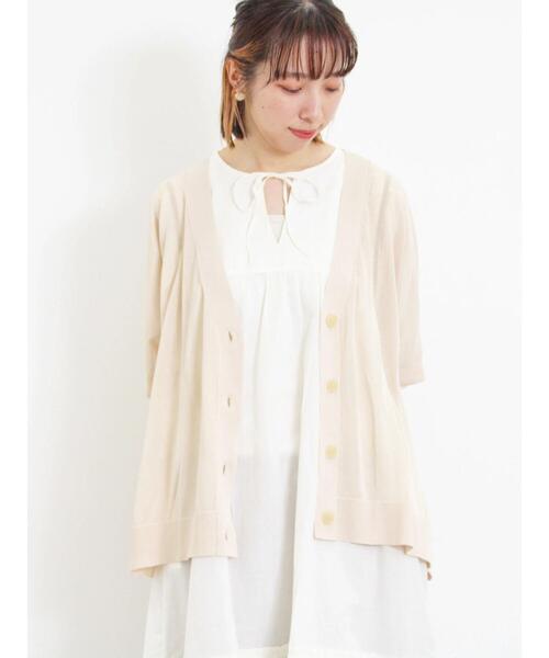 Samansa Mos2（サマンサ モスモス）の「【マシンウォッシャブル】ドルマンVネックカーディガン（カーディガン/ボレロ・レディース・グリーン/ブラウン/ベージュ/チャコールグレー・F）」の5枚目の写真