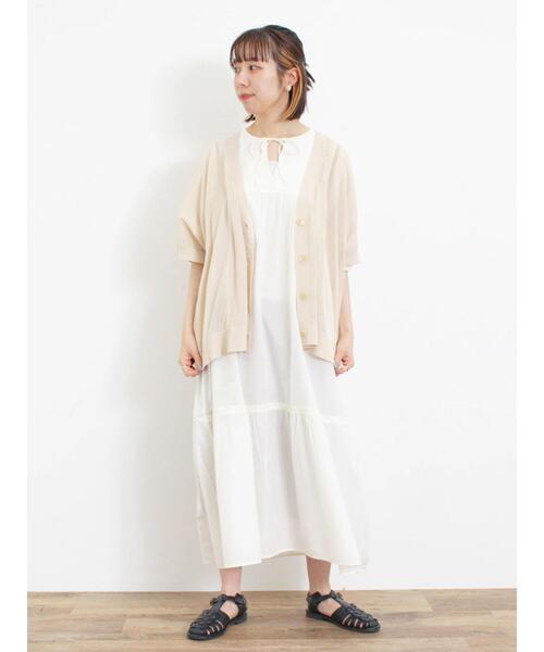 Samansa Mos2（サマンサ モスモス）の「【マシンウォッシャブル】ドルマンVネックカーディガン（カーディガン/ボレロ・レディース・グリーン/ブラウン/ベージュ/チャコールグレー・F）」の6枚目の写真