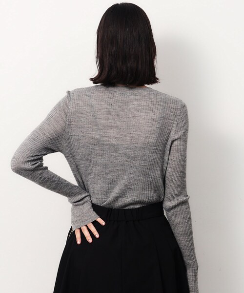 OPAQUE.CLIP（オペークドットクリップ）の「《5color》クルーネックシアーリブニット【洗濯機洗い可】（ニット/セーター・レディース・グレー/ブルー/オレンジ/グリーン系/ブラック・40/38/42）」の13枚目の写真