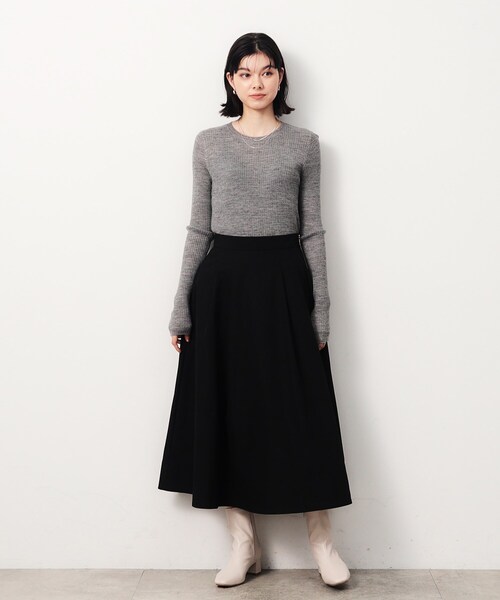 OPAQUE.CLIP（オペークドットクリップ）の「《5color》クルーネックシアーリブニット【洗濯機洗い可】（ニット/セーター・レディース・グレー/ブルー/オレンジ/グリーン系/ブラック・40/38/42）」の14枚目の写真