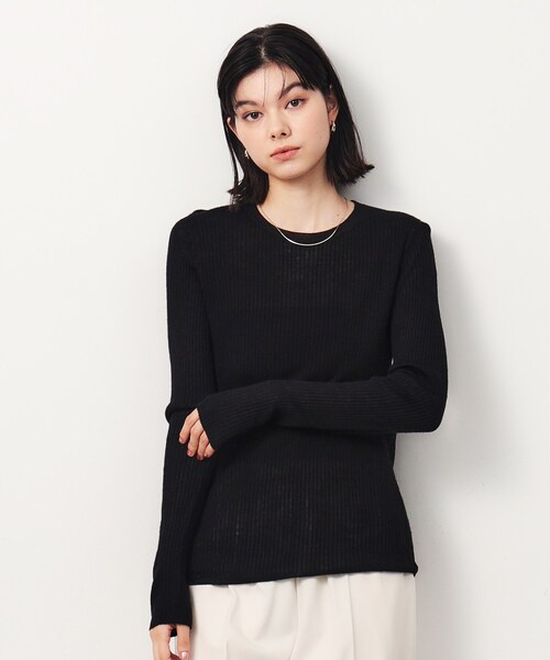 OPAQUE.CLIP（オペークドットクリップ）の「《5color》クルーネックシアーリブニット【洗濯機洗い可】（ニット/セーター・レディース・グレー/ブルー/オレンジ/グリーン系/ブラック・40/38/42）」の17枚目の写真