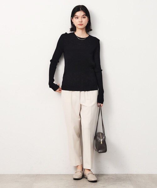 OPAQUE.CLIP（オペークドットクリップ）の「《5color》クルーネックシアーリブニット【洗濯機洗い可】（ニット/セーター・レディース・グレー/ブルー/オレンジ/グリーン系/ブラック・40/38/42）」の18枚目の写真