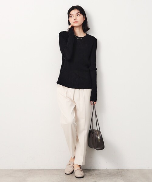 OPAQUE.CLIP（オペークドットクリップ）の「《5color》クルーネックシアーリブニット【洗濯機洗い可】（ニット/セーター・レディース・グレー/ブルー/オレンジ/グリーン系/ブラック・40/38/42）」の19枚目の写真