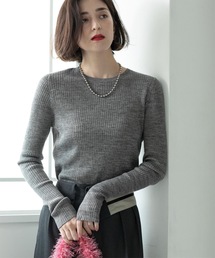 OPAQUE.CLIP | 《5color》クルーネックシアーリブニット【洗濯機洗い可】(ニット/セーター)