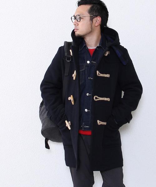 coen（コーエン）の「ダブルフェイスメルトンダッフルコート（ダッフルコート・メンズ・ベージュ/ネイビー・MEDIUM/SMALL/X-LARGE/LARGE）」の2枚目の写真