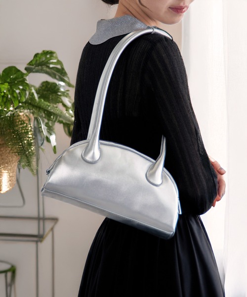 MAISON BREEZE reveur(メゾンブリーズレヴール)の「【MAISON BREEZE reveur】ロングハンドルボストンバッグ/ハンドバッグ(ショルダーバッグ・レディース・シルバー/ブラック・FREE)」の10枚目の写真