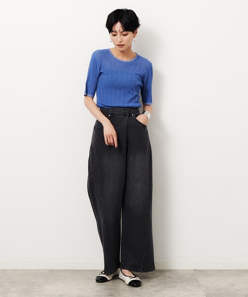 OPAQUE.CLIP（オペークドットクリップ）の「ラメ使いシアーニットプルオーバー【洗濯機洗い可/抗ピル】（ニット/セーター・レディース・ライトグレー/ブラック/ブルー系その他・38/40/42）」の9枚目の写真