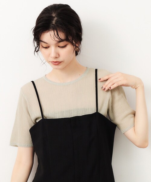 OPAQUE.CLIP（オペークドットクリップ）の「ラメ使いシアーニットプルオーバー【洗濯機洗い可/抗ピル】（ニット/セーター・レディース・ライトグレー/ブラック/ブルー系その他・38/40/42）」の12枚目の写真